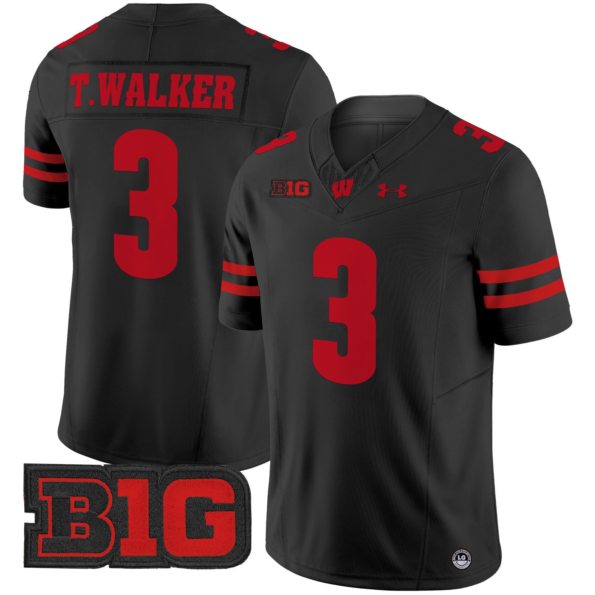 Men Wisconsin Badgers #3 T.Walker Black 2024 Vapor Limited NCAA Jersey style 1